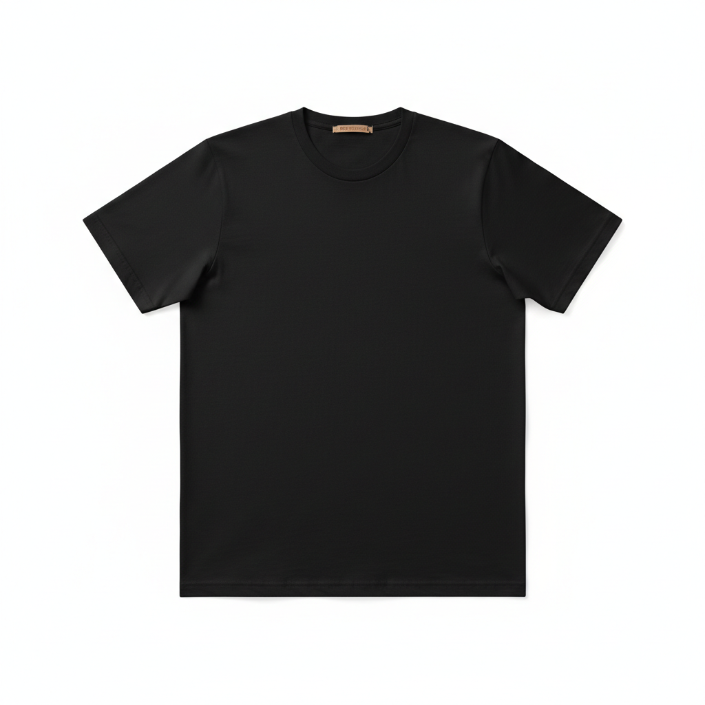 Classic black t-shirt on white background